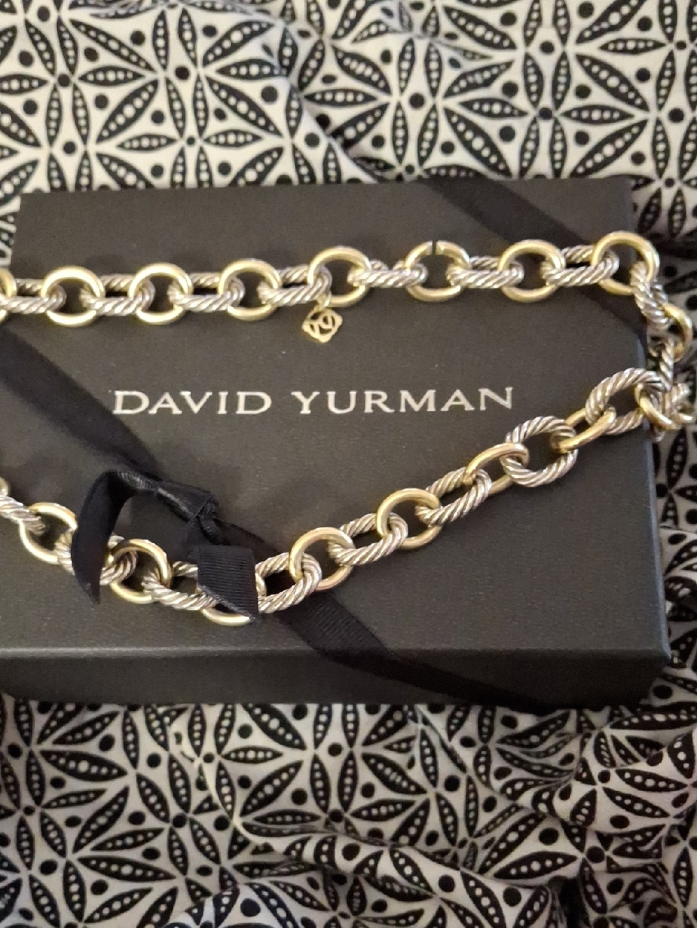 David Yurman Two-Tone Silver and Gold Link Necklace